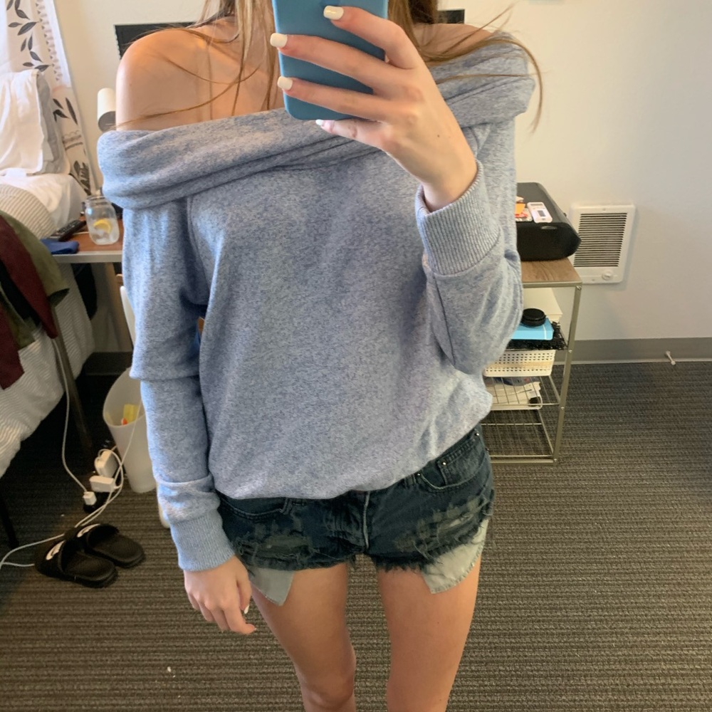 light blue sweater
